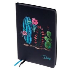 Ежедневник недатированный А5, 160 листов Кактусы, мягкая обложка, искусственная кожа, ламинация soft-touch, высокий УФ-лак, тонированный блок 70 г/м2 Escalada