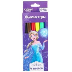 Фломастеры, 6 цветов, в картонной коробке, Холодное сердце Disney