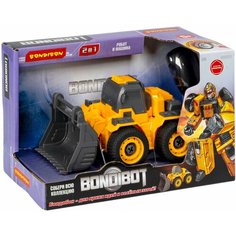 Трансформер-конструктор с отверткой, 2в1 BONDIBOT Bondibon, колёсный бульдозер-робот, ВОХ 21х10х13,5 ВВ5973