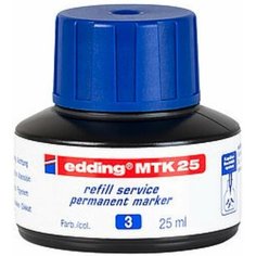 Заправка перманентная EDDING MTK 25, капиллярная система, чернила для заправки перманентных маркеров, 25 мл, синяя