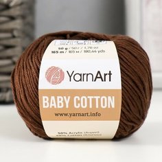 Пряжа "Baby cotton" 50% акрил 50% хлопок 165м/50гр (408 шоколад) Yarn Art