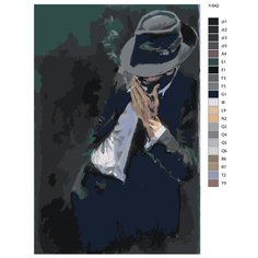 Картина по номерам Y-642 "Репродукция картины Фабиана Переса - Мужчина в черном костюме курит" 80x120 Brushes Paints