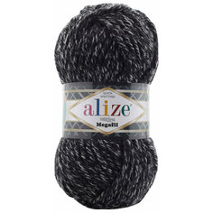 Пряжа Alize Superlana Megafil черно-антрацитовый меланж (800), 25%шерсть/75%акрил, 55м, 100г, 1шт