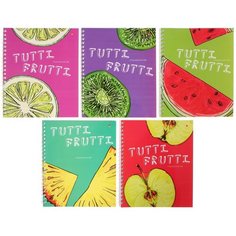 Тетрадь А5+, 48 листов в клетку на гребне FRESH&FRUITY, обложка мелованный картон, глянцевая ламинация, микс Альт