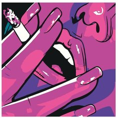 Картина по номерам, "Живопись по номерам", 60 x 60, FU15, поп-арт, женское лицо, губы, ногти, рука