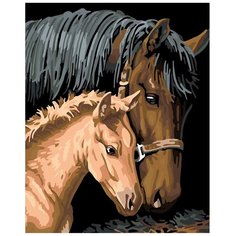 Картина по номерам, "Живопись по номерам", 80 x 100, AYAY-10052019, лошадь, животное, жеребёнок, семья, домашний, скот