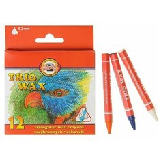 Мелки восковые 12 цветов 7.8 мм, Koh-I-Noor 8272/12, трехгранные, в картонной упаковке, L=90 мм