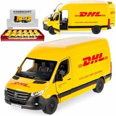 Металлическая машинка игрушка 1:48 Mercedes-Benz Sprinter (Мерседес Спринтер) DHL Edition, инерционная Kinsmart