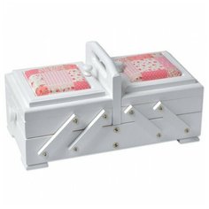 Шкатулка для рукоделия, бук, 2 этажа, цвет белый, с игольницей 36 см/18 см/22 см AUMUELLER 31/236/R7 Aumuller
