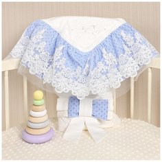 Конверт-одеяло на выписку для мальчика/конверт для новорожденных/цв. молочный/голубой/90*90 Fleole
