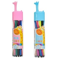 Calligrata Фломастеры 12 цветов "жираф", в пластиковом тубусе, вентилируемый колпачок, микс