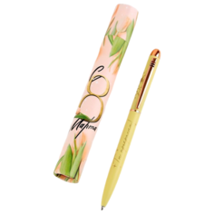 Ручка металл в подарочном тубусе «C 8 марта», синяя паста, 1.0 мм Art Fox