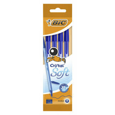 Набор шариковых ручек BIG Bic CRISTAL SOFT (918527) 0.35мм прозрачный синие чернила пакет (4шт)