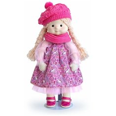 Мягкая игрушка BUDIBASA кукла Аврора в шапочке и шарфе, 38 см, серия Minimalini
