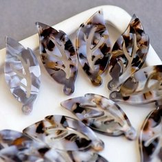 Кулон Подвеска из смолы Resin (упаковка 6 шт.) для рукоделия / декора / бижутерии, цвет коричневый перламутр, размер 35х15.5х2.5 мм КафеБижу
