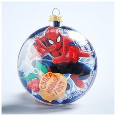 Новогодний ёлочный шар "С Новым годом" Человек-паук с 3D аппликацией Marvel