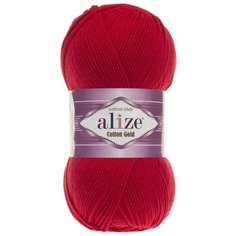 Пряжа Alize Cotton Gold (Ализе Коттон Голд) - 1 моток 56 красный 55% хлопок, 45% акрил 330м/100г
