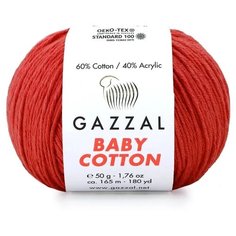 Пряжа Gazzal Baby Cotton (Газзал Беби Коттон) - 2 мотка Коралловый (3418) 60% хлопок, 40% акрил 165м/50г