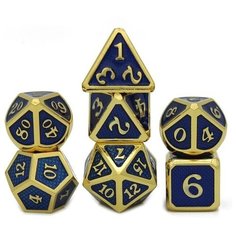 Набор металлических кубиков для настольных ролевых игр (Dungeons and Dragons, DnD, D&D, Pathfinder) - Золото-Синий нет бренда