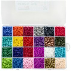 Набор для творчества и создания украшений, браслета, бус и колечек подарочный набор для девочек Beads Set 6000 бусин, 24 вида, нить, Brauberg Kids