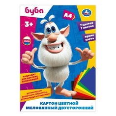 Картон цветной буба мелов. двусторонн, 7цв 7л, а4 Умка