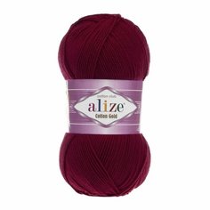 Пряжа ALIZE Cotton gold, бордо - 57, 55% хлопок, 45% акрил, 5 мотков, 100 г, 330 м.