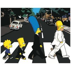 Картина по номерам на холсте на деревянном подрамнике "Simpsons Симпсоны: Семья Битлз", Раскраска 40x50 см, Мультфильмы