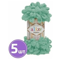 Пряжа для вязания крючком, спицами Alize Ализе плюшевая Puffy толстая, микрополиэстер 100%, цвет 490 атлант 5 шт. по 100 г, 9 м