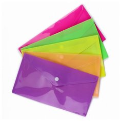 Папка-конверт на кнопке, А65, 180 мкр, рефлённая, в ассортименте, 12 шт. Sweet Home