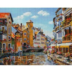 Алмазная мозаика Белоснежка "Анси. Набережная Иль" / Набор алмазной мозаики 40х50 см / На подрамнике / Полная выкладка / Город / Улица
