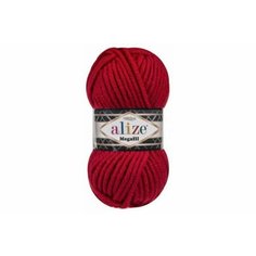 Пряжа Alize Superlana Megafil красный (56), 25%шерсть/75%акрил, 55м, 100г, 1шт