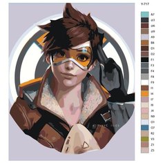 Картина по номерам Y-717 "Компьютерная игра Overwatch (овервотч). Трейсер" 70x90 Brushes Paints