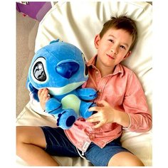 Мягкая игрушка Стич 35 см/Лило и Стич/ Стич с лакированными блестящими глазками, лапки и нос из эко кожи Китай