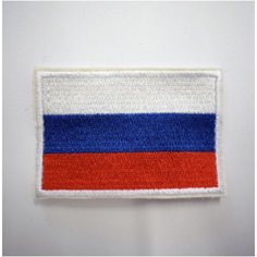 Шеврон, нашивка, патч, термоаппликация на клеевой основе, Флаг России в белой рамке 55х85 мм Мега Принт