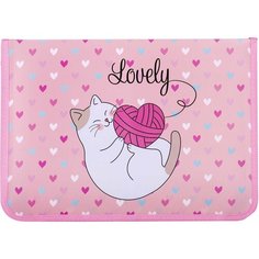 Папка для труда на молнии юнландия А4, 1 отделение, откидная планка, органайзер, "Fluffy cat", 270982