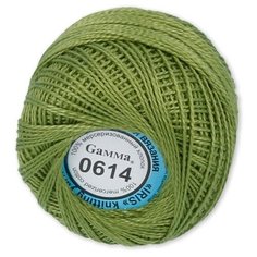 Пряжа "GAMMA" Ирис 100% хлопок Цвет: 0614 - Оливковый (10 шт, х 10г. х 82 м)