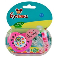 Пустышка с прищепкой, соска силиконовая круглая 0-3/3-6/6-18 421 Businka