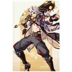 Картина по номерам на холсте Игра Genshin impact (Генишин, Ху Тао, Делюк, Сахароза, Сяо) - 8290 В 60x40