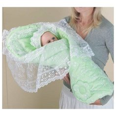 Конверт-одеяло на выписку для новорожденного, зеленый Sdobina
