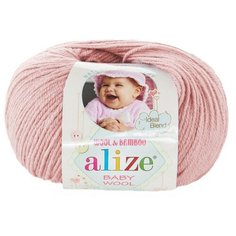 Пряжа для вязания ALIZE BABY WOOL Ализе Бэйби Вул Детская: 161 (пудра) / 2 шт / 175 м / 50 г / 40% шерсть, 20% бамбук, 40% акрил