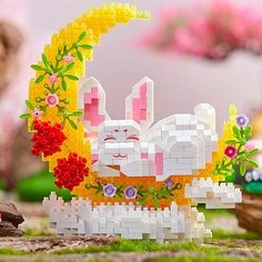 Конструктор 3D из миниблоков Balody Зайчик спит на луне с подсветкой 864 элементов - BA18440