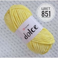 Пряжа для вязания YarnArt Dolce (ЯрнАрт Дольче) - 1 моток, 851 жёлтый, фантазийная, велюровая для игрушек 100%