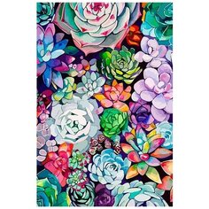 Картина по номерам на холсте Красочные цветы (розы, хризантемы, лилии, лотос) - 8564 В 60x40