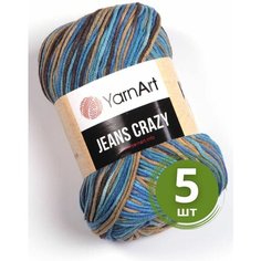 Пряжа YarnArt Jeans Crazy (Джинс Крейзи) - 5 мотков 7202 Ярко-голубой принт, 55% хлопок, 45% полиакрил, 50 г 160 м