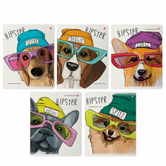 Тетрадь общая А5,48л, клетка, скреп, ПСЫ на стилt,5шт/уп,7-48-1178/5 Альт