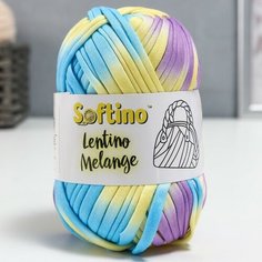 Пряжа трикотажная 95% хлопок, 5% эластан "Lentino Melange" 100 гр 30 м цвет 6(2 шт.) Softino