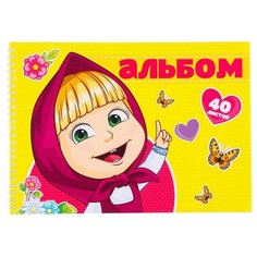Альбом для рисования на гребне, А4, 40 листов, Маша и Медведь Нет бренда