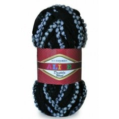 Пряжа для вязания Alize Dantela wool 100 гр/20 м 70% акрил, 30% шерсть 1510 черный-голубой