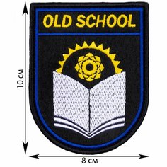 Нашивка, шеврон, патч (patch) на липучке Old school черная с синим, размер 10*8 см Rocknrolla