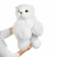 Огромная Мягкая игрушка кот из натурального меха песца белый Пушок Holich Toys